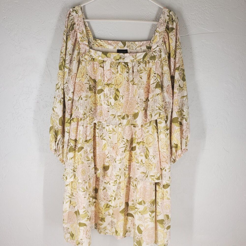 Who What Wear Pink and Olive Floral Mini Dress